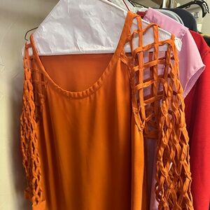 Lattice sleeve dressy top
